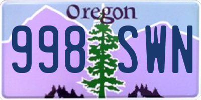 OR license plate 998SWN