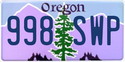 OR license plate 998SWP