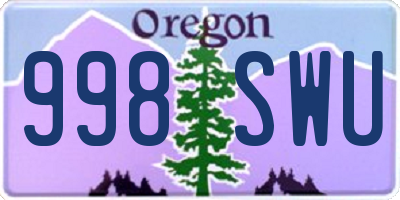 OR license plate 998SWU