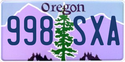 OR license plate 998SXA