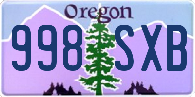 OR license plate 998SXB