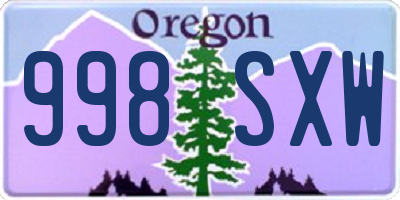 OR license plate 998SXW