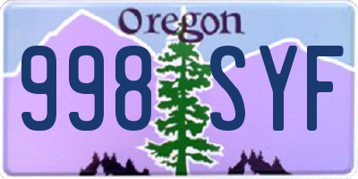 OR license plate 998SYF