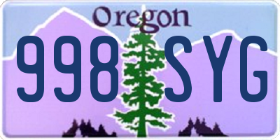 OR license plate 998SYG