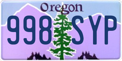 OR license plate 998SYP