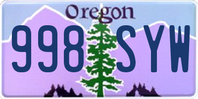 OR license plate 998SYW