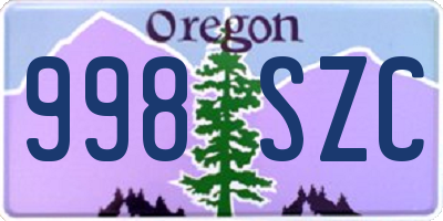 OR license plate 998SZC