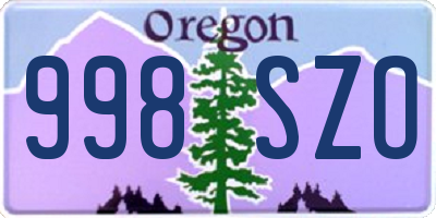 OR license plate 998SZO