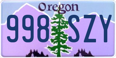 OR license plate 998SZY