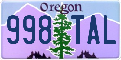 OR license plate 998TAL