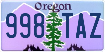 OR license plate 998TAZ