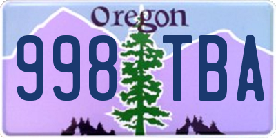 OR license plate 998TBA