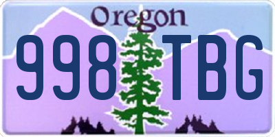 OR license plate 998TBG