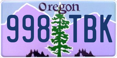 OR license plate 998TBK
