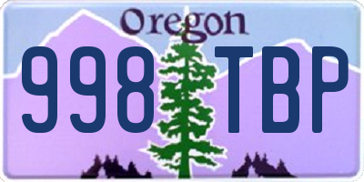 OR license plate 998TBP
