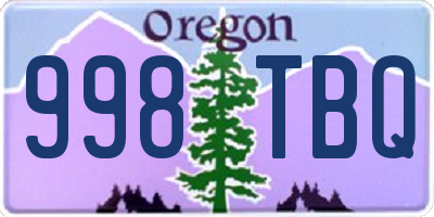 OR license plate 998TBQ