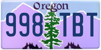 OR license plate 998TBT