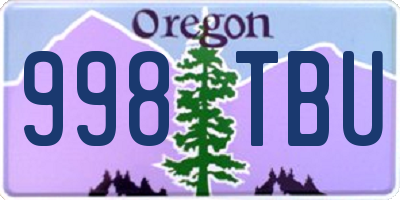 OR license plate 998TBU