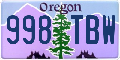 OR license plate 998TBW
