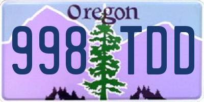 OR license plate 998TDD