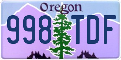 OR license plate 998TDF