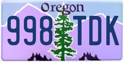 OR license plate 998TDK