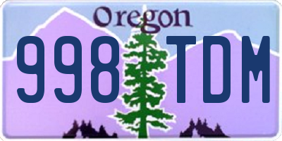 OR license plate 998TDM