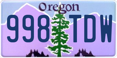 OR license plate 998TDW