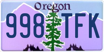 OR license plate 998TFK
