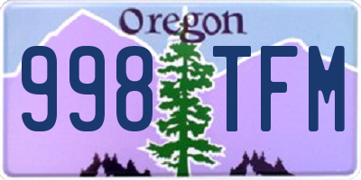 OR license plate 998TFM