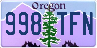 OR license plate 998TFN