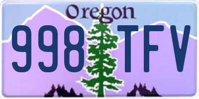 OR license plate 998TFV