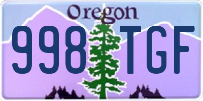 OR license plate 998TGF