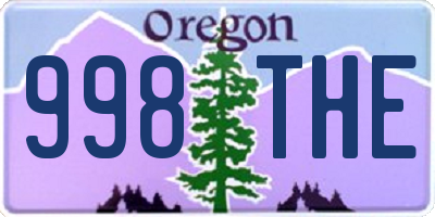 OR license plate 998THE