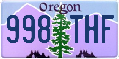 OR license plate 998THF