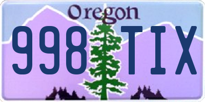 OR license plate 998TIX