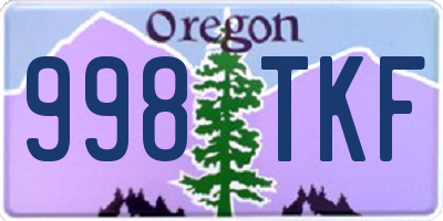OR license plate 998TKF