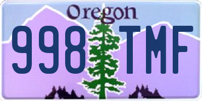 OR license plate 998TMF