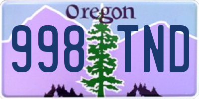 OR license plate 998TND