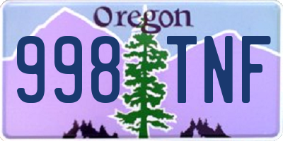 OR license plate 998TNF