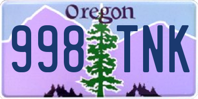 OR license plate 998TNK