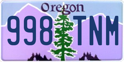 OR license plate 998TNM