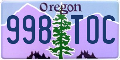 OR license plate 998TOC