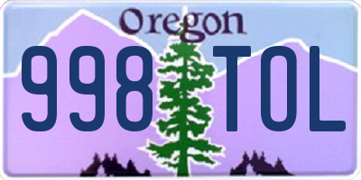 OR license plate 998TOL