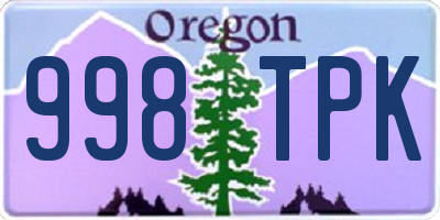 OR license plate 998TPK