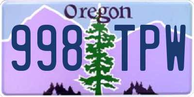 OR license plate 998TPW