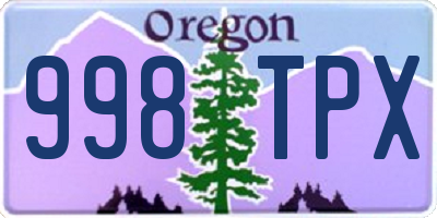 OR license plate 998TPX