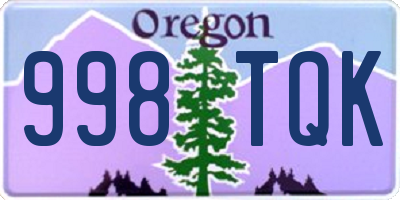 OR license plate 998TQK