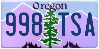 OR license plate 998TSA