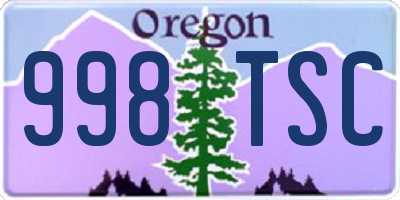 OR license plate 998TSC